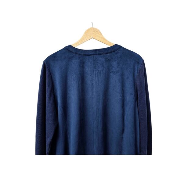 H By Halston Long Blue Suede Cardigan Sweater Jacket 16 - Picture 8 of 8